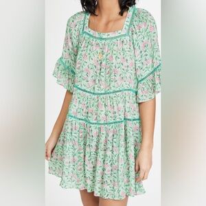 Green and Pink Ruffled Tiered Sundress